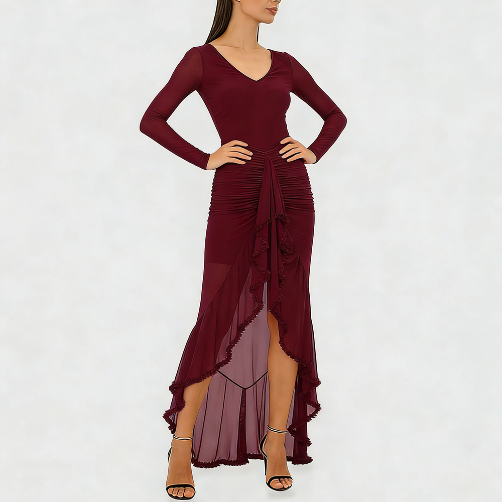 **Etherelle™ Sheer Ruffle Dress**