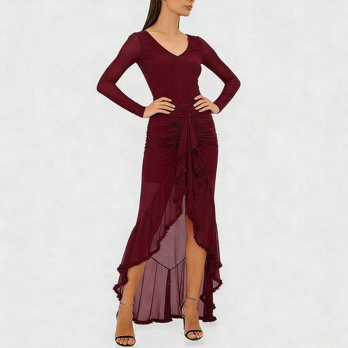 **Etherelle™ Sheer Ruffle Dress**