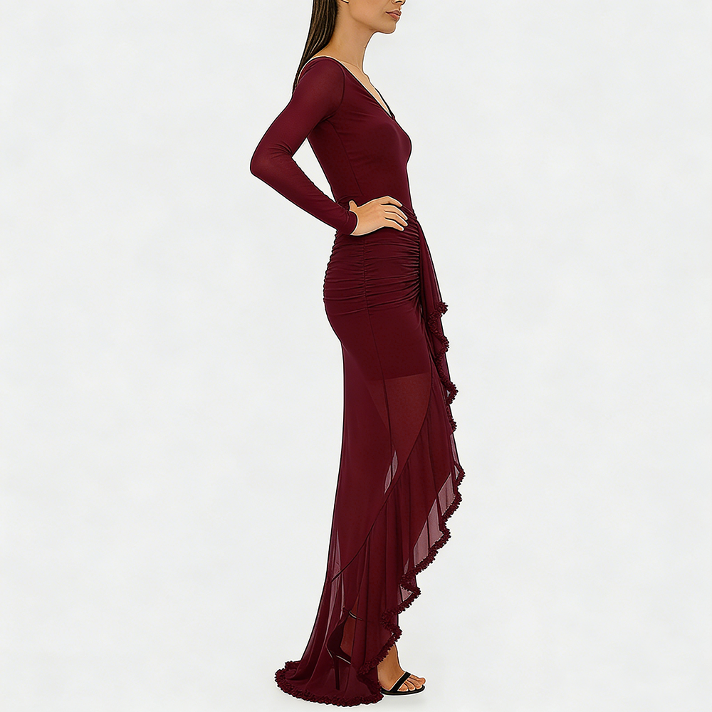 **Etherelle™ Sheer Ruffle Dress**