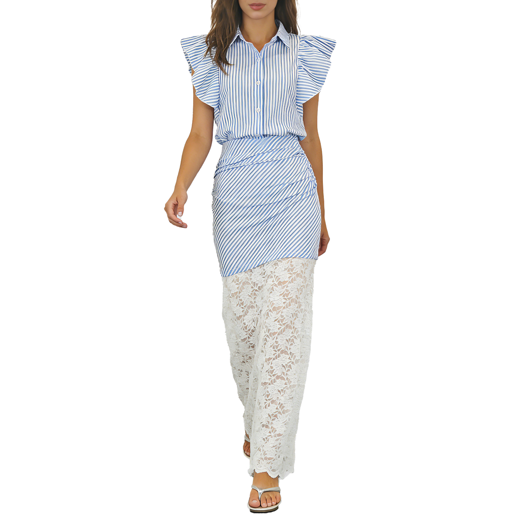 Flutter Sleeve Striped Set