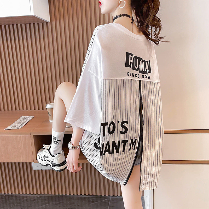 Zipper Stitch Loose Tee