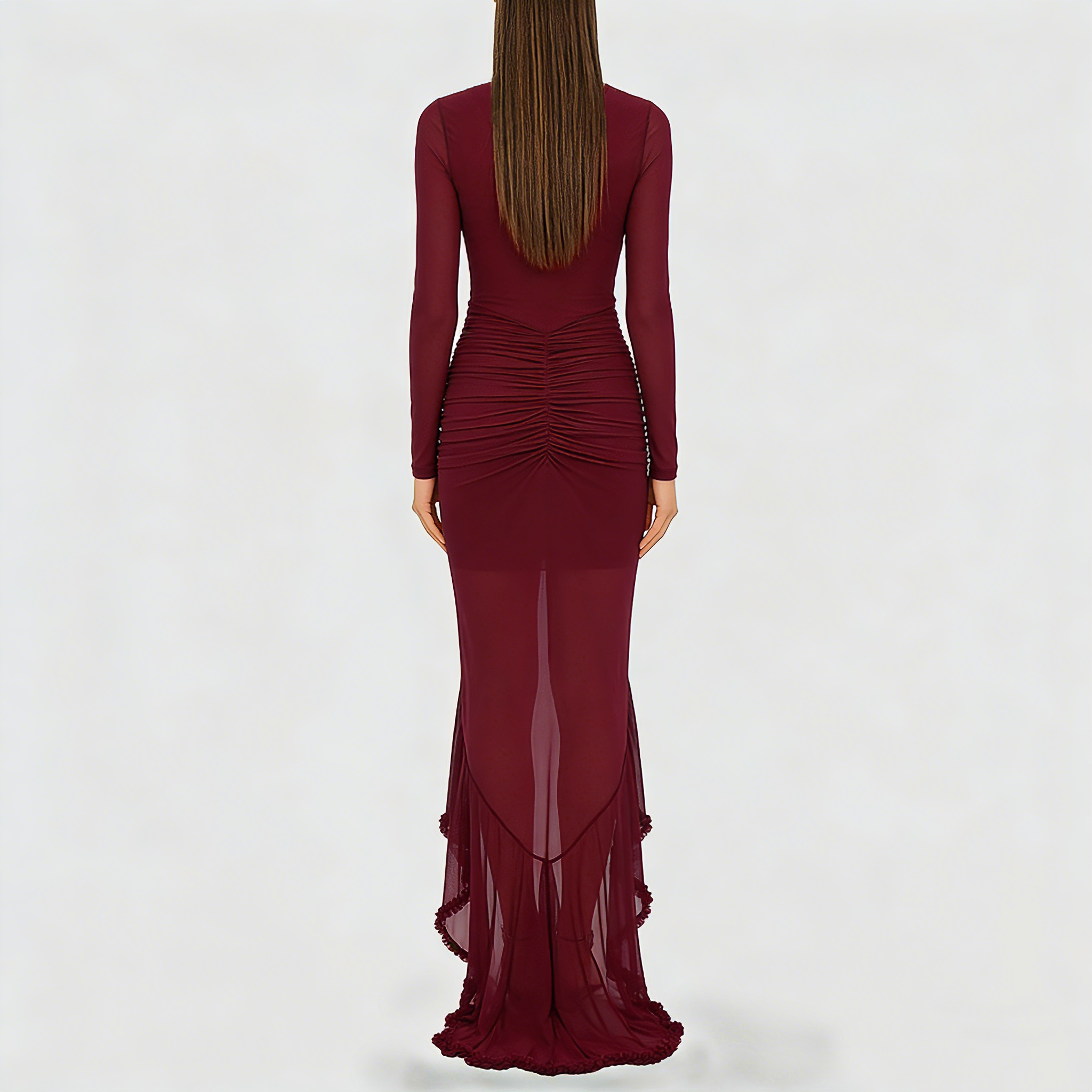 **Etherelle™ Sheer Ruffle Dress**