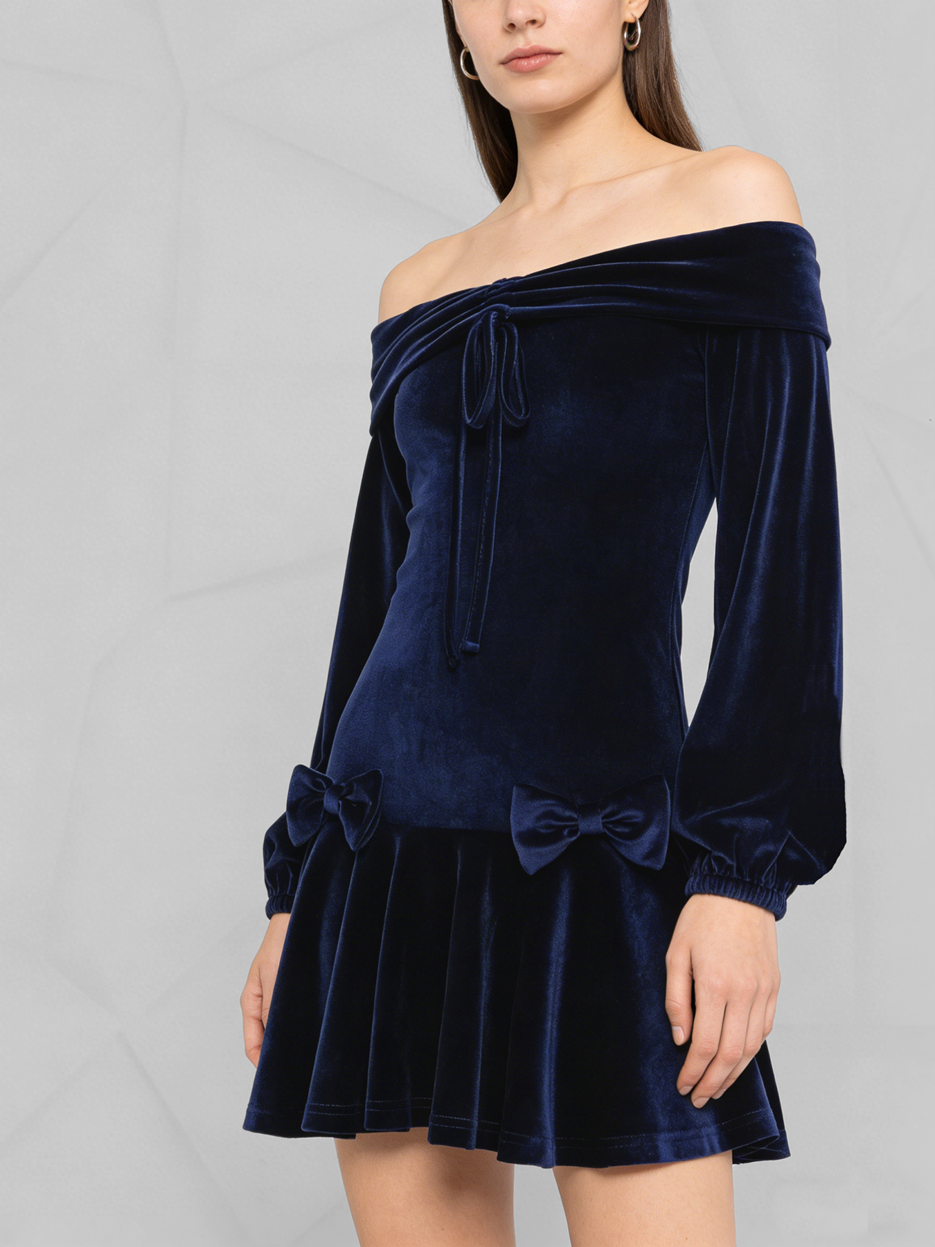 Velvet Off-Shoulder Lantern Dress