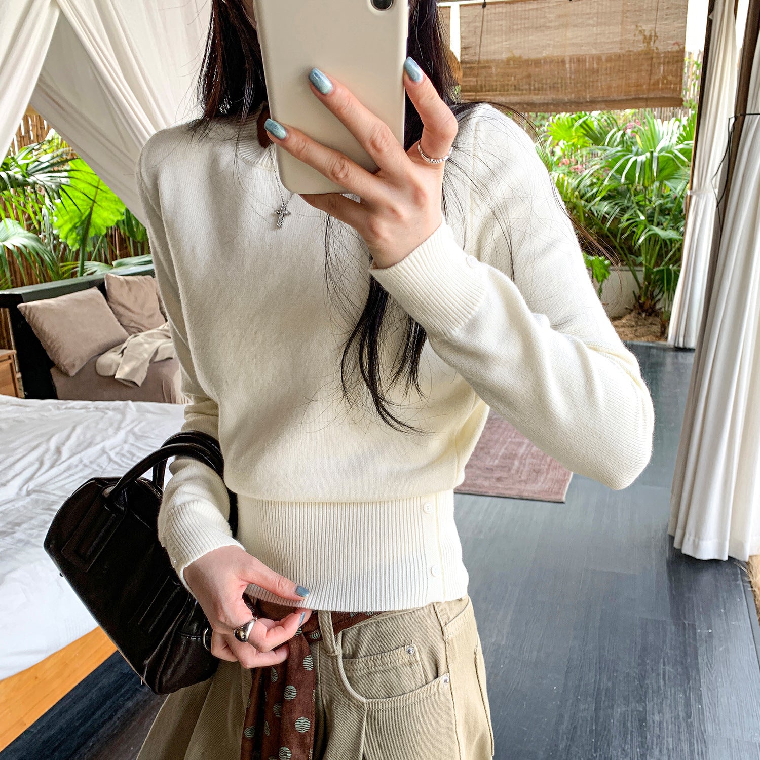 Blush Cropped Knit Sweater