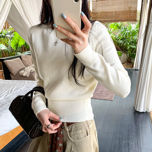 Blush Cropped Knit Sweater