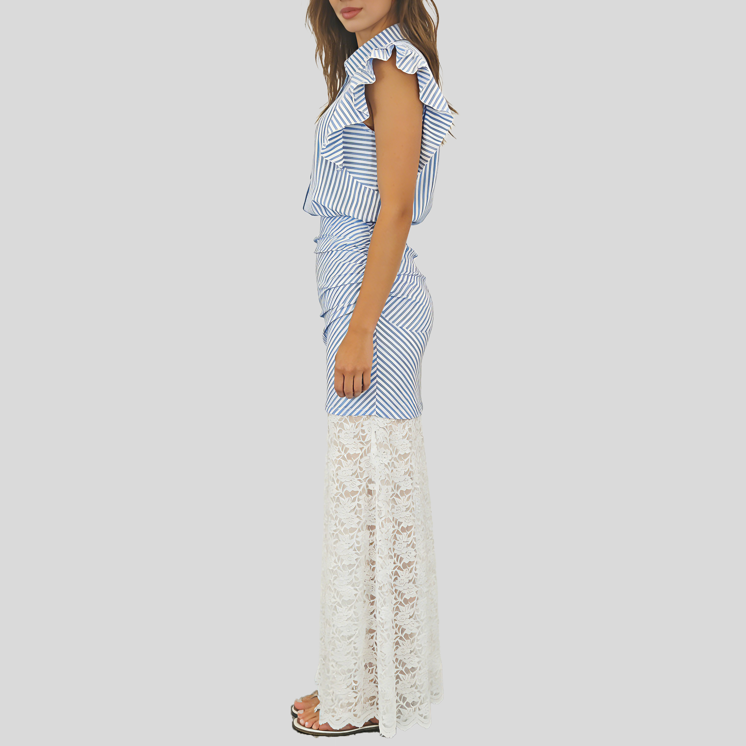 Flutter Sleeve Striped Set
