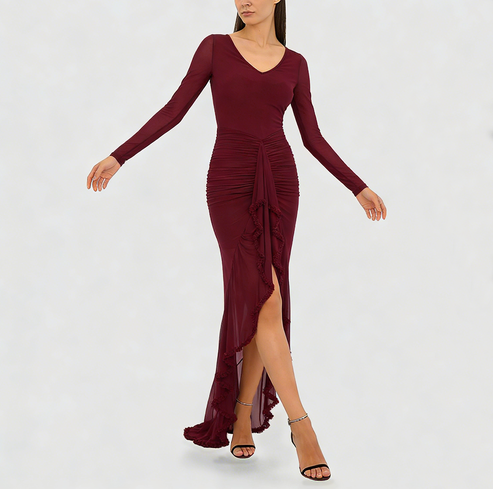 **Etherelle™ Sheer Ruffle Dress**