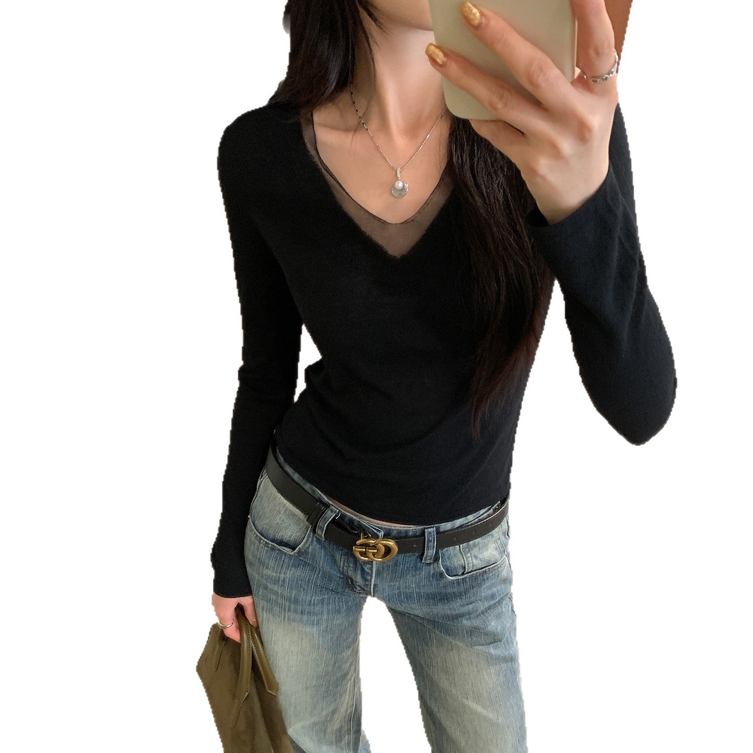 **SheerForm™ V-Neck Knit Top**