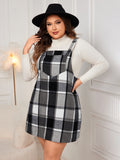 Plaid V-Neck Pinafore Dress