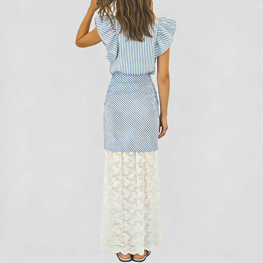 Flutter Sleeve Striped Set
