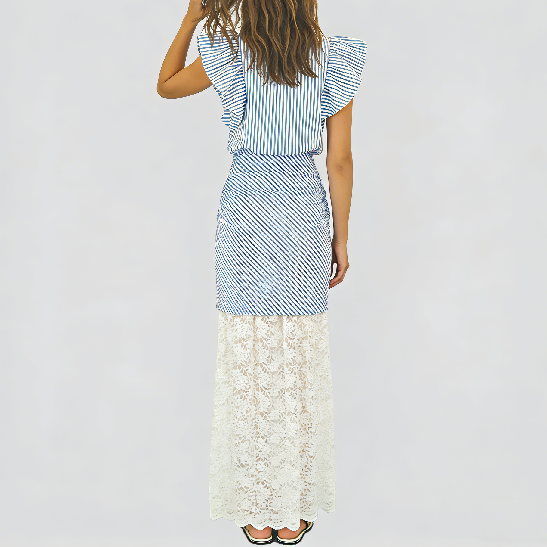 Flutter Sleeve Striped Set