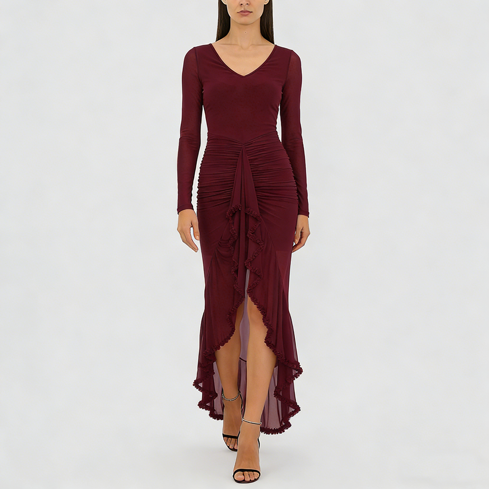 **Etherelle™ Sheer Ruffle Dress**