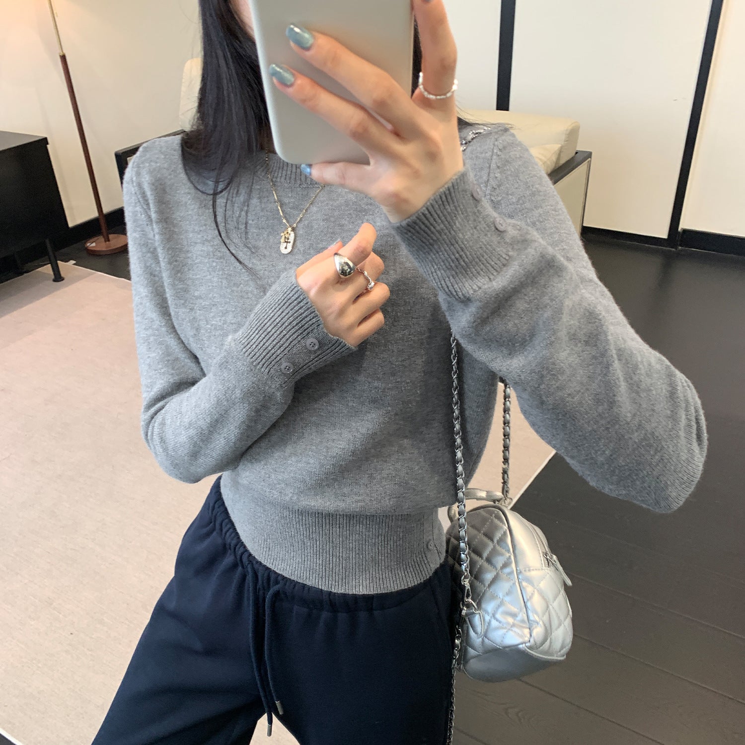 Blush Cropped Knit Sweater