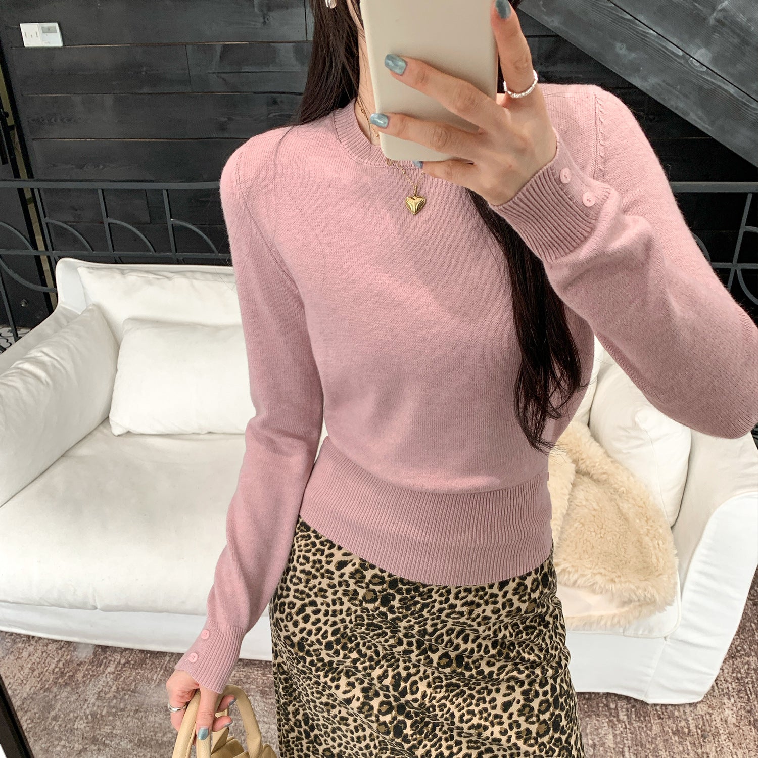 Blush Cropped Knit Sweater