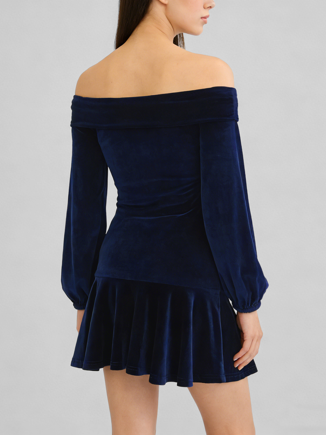 Velvet Off-Shoulder Lantern Dress