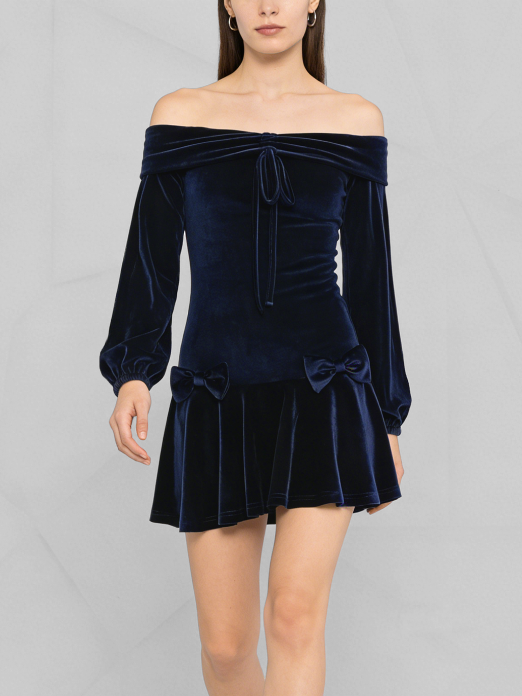 Velvet Off-Shoulder Lantern Dress