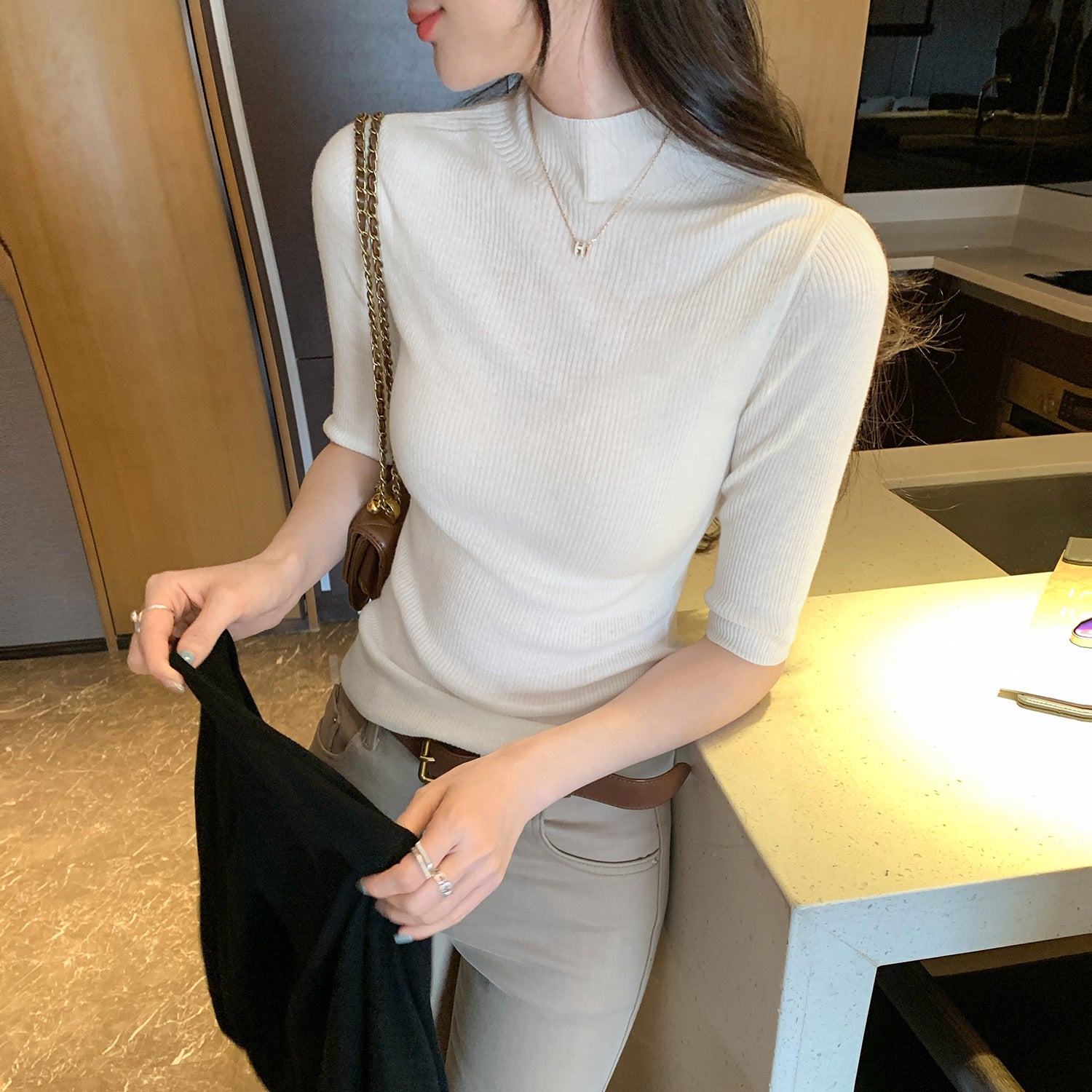Knit Slim Bodysuit Top